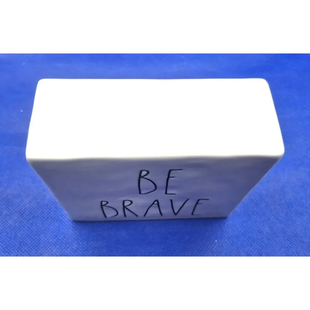 Rae Dunn Work Hard Be Brave Desk Block 4x4
